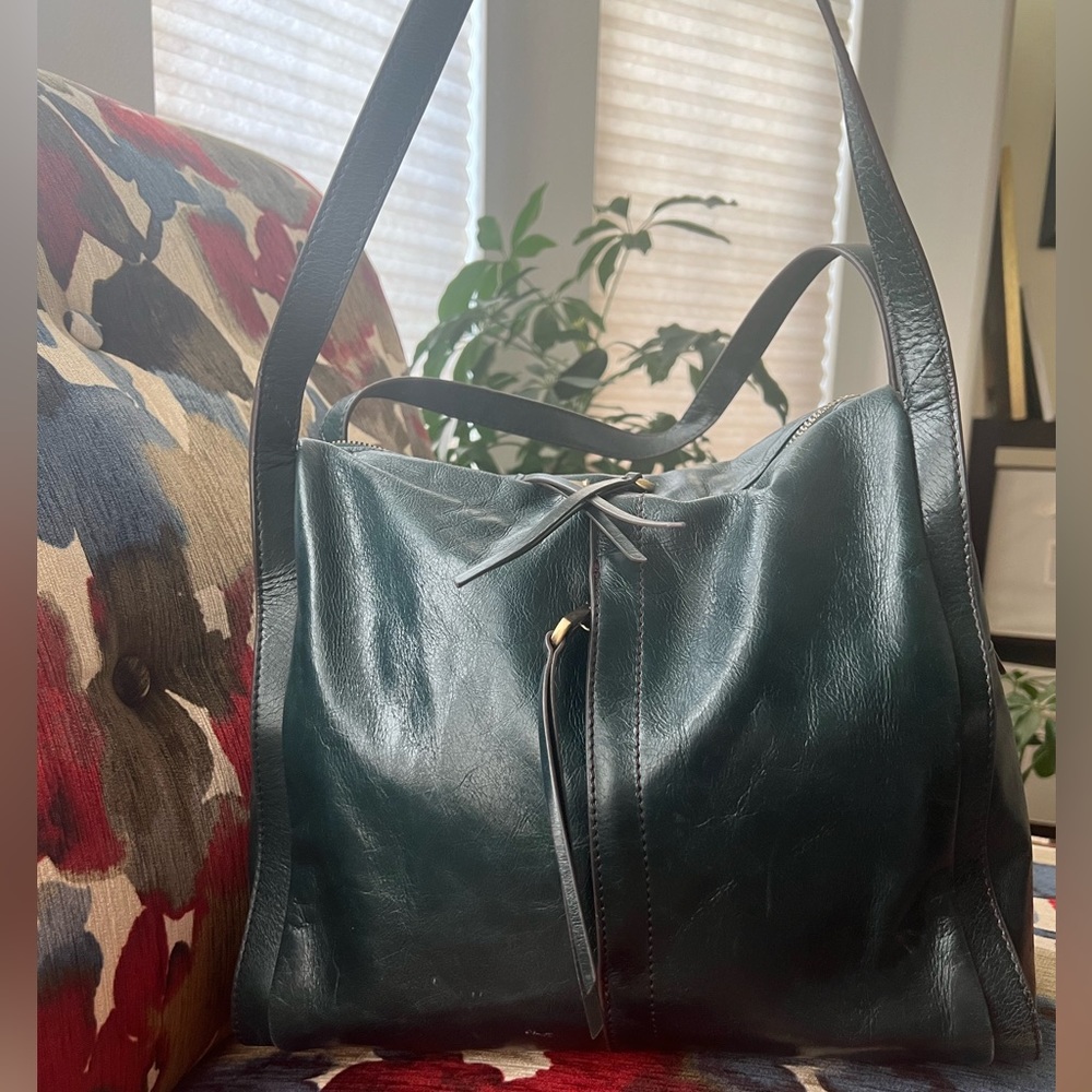 Dark Green Hobo International Leather Shoulder Bag. Lightly used. Beautiful.